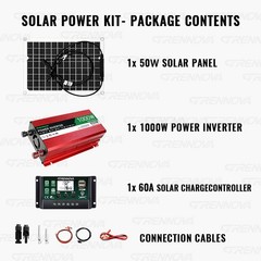 Grennova 1000W Solar Kit Real 12V To 110V/220V Power Inverter 60A MPPT Controlle