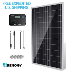 SOLAR STARTER Kit Renogy 100W 12V Monocrystalline w/Wanderer 10A CHARGER CONTROL