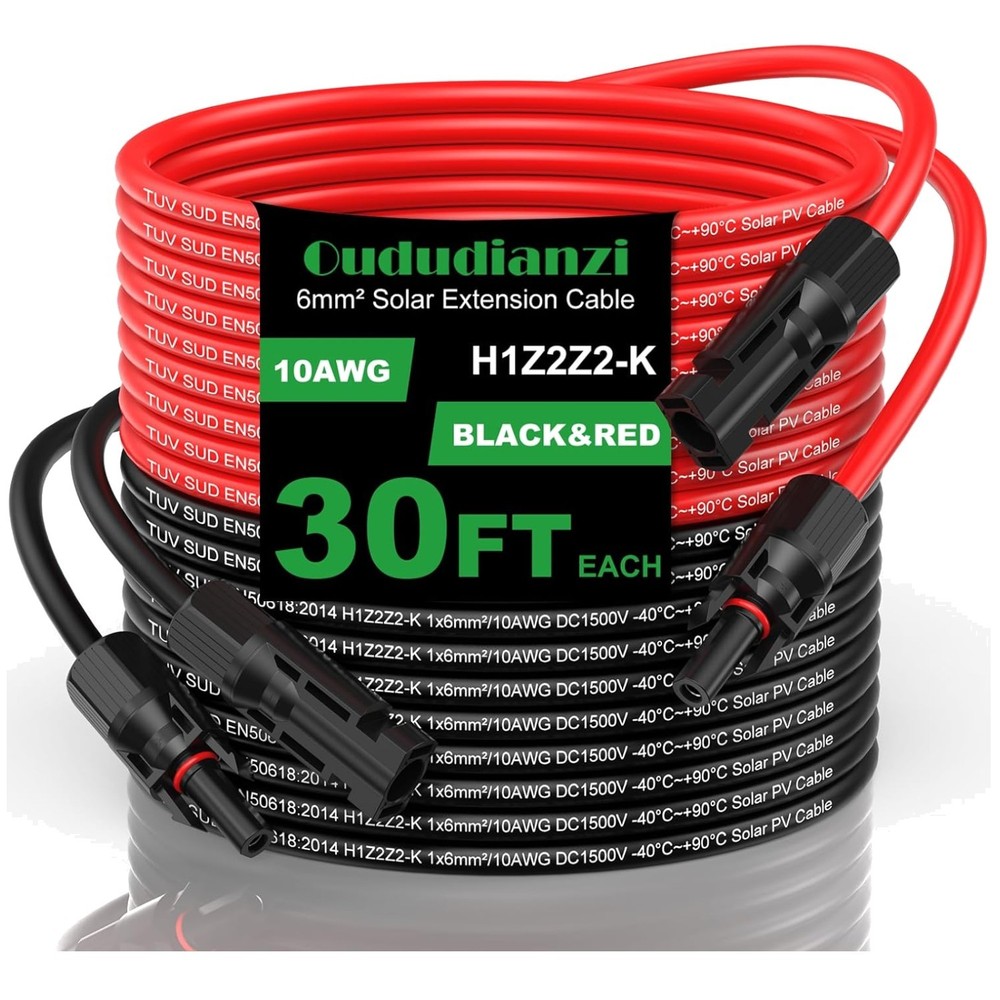 High-Quality Solar Panel Cables 30Ft – Waterproof Connectors