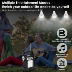 2PCS Power Station Solar Generator Panel Power Bank Outlet Emergency W/ 6 Bulbs
