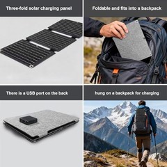 Portable Foldable Solar Panel, 3-Fold Solar Charger with USB QC3.0 & DC 20W