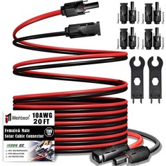 20FT Solar Extension Cable 10AWG Solar Panels Cable PV Wire w/ Connectors for RV