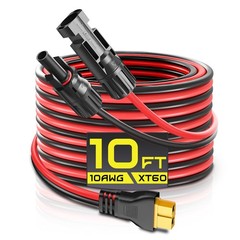 10FT 10AWG XT60 Solar Charging Cable, GIBBAB Solar Panel Connector to XT60 Ex…