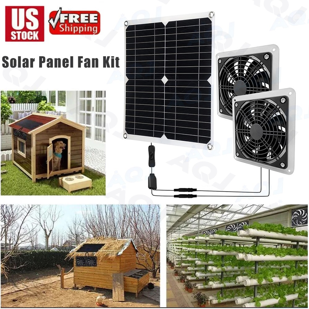 30W 18V Solar Panel Fan Ventilator Exhaust Fan Kit for Greenhouse Shed Chicken