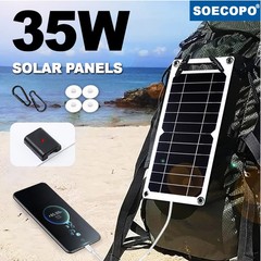 35W Solar Charger Portable Dual USB Solar Panel RV Camping Waterproof US STOCKIB