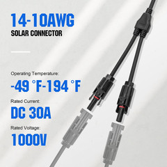 Solar Connectors Y Branch Parallel PV Adapter Cable Wire Plug Tool Kit for Solar