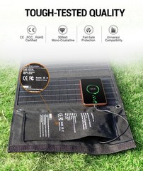 30W Solar Charger USB-A QC3.0 24W USB-C DC 30W Outputs, Foldable Solar Panel