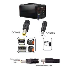 Solar Use XT60i to DC5521 Cable with 5525 and 7909 Add-On Set Power Cable