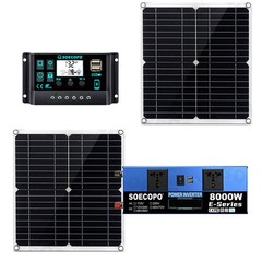 8000W Solar Inverter Kit (12V24V DC to 110V/220V AC) + 2pcs Solar Panels + 100A