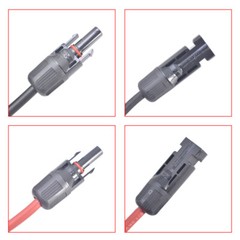 1 Pair 12 AWG Solar Panel Extension Cable Wire Connector 5ft Black + Red