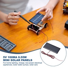 2Pcs 5V 0.55W 100mA Mini Solar Panels with Cable, 95 x 45mm