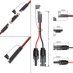 10AWG 2FT Solar Connector to SAE Adapter 2 3.3 10 20 35 50 FT SAE Solar Panel…