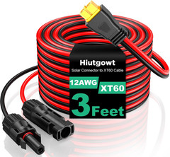 12awg Solar Cable with XT60 Connector, 3FT to 50FT Extension, Waterproof IP68