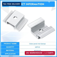 Zhengmy 48 Pack Solar Panel Mid Clamps 1.06 Inch Solar Panel Bracket Aluminium M