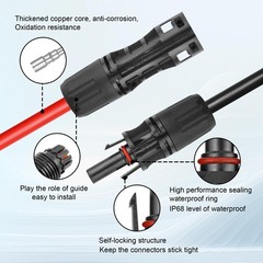 Kimbluth 8AWG Solar Panel Extension Cable 30FT Red + 30FT Black