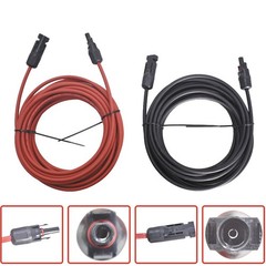 1 Pair 12 AWG Black + Red Wire Connector Solar Panel Extension Cable 30 Feet
