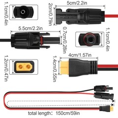 2PCS Solar to XT60 Female Adapter Cable 12AWG PV Connector Solar Connector to