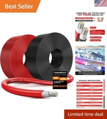 65FT Red + 65FT Black 10AWG Tinned Copper Solar Cable – Durable & Waterproof