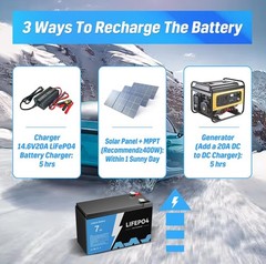 4-PACK 12V 7Ah 84Wh LiFePO4 Deep Cycle Battery Energy for RV, Solar, Marine,Home
