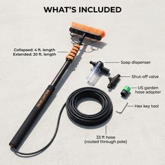 Briliantwerk Solar Panel Cleaning Brush with 20 ft Extension Pole – Water Fed…