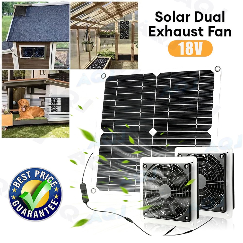 25W Solar Panel Fan Kit 30W For Chicken Coops, Greenhouses,Shed Cooling Down