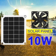 Portable Solar Panel Kit 6V 10W Solar Power Panel With Exhaust Fan USB Charging