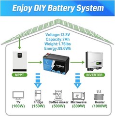4-PACK 12V 7Ah 84Wh LiFePO4 Deep Cycle Battery Energy for RV, Solar, Marine,Home