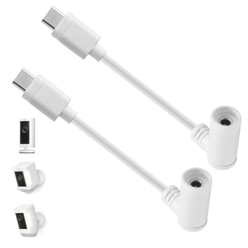 2-Pack Barrel Plug to USB-C Adapter for Ring Solar Panel, DC Female to USB-C