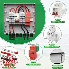 CNLonQcom 2 String Solar PV Combiner Box 2in 15A 1out 32A 500V