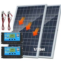 1/2Pc 10W Solar Panel 12V Trickle Charger Battery Charger Kit W/ 100A Controller