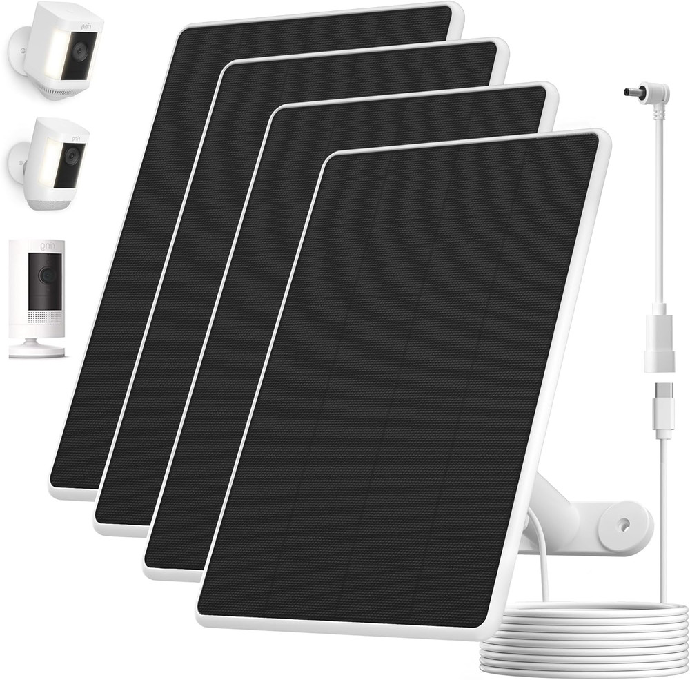 Solar Panel for Ring Camera,6W Solar Charger for Ring Stick up Cam&All-New Spotl