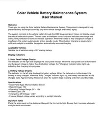 Monocrystalline Solar Battery Maintainer Charger for Car RV Boat 12V