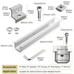 Solar Panel Mounting Bracket Kit – 6 Pcs Aluminium Clamps for Metal & Flat Roofs