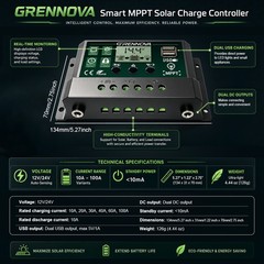 GRENNOVA 10A/30A/60A MPPT Solar Charge Controller—12V/24V auto,supports DC input