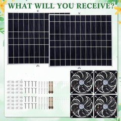 2 Set 20W Solar Powered High Speed Exhaust Fan Kit with Adjustable Stand