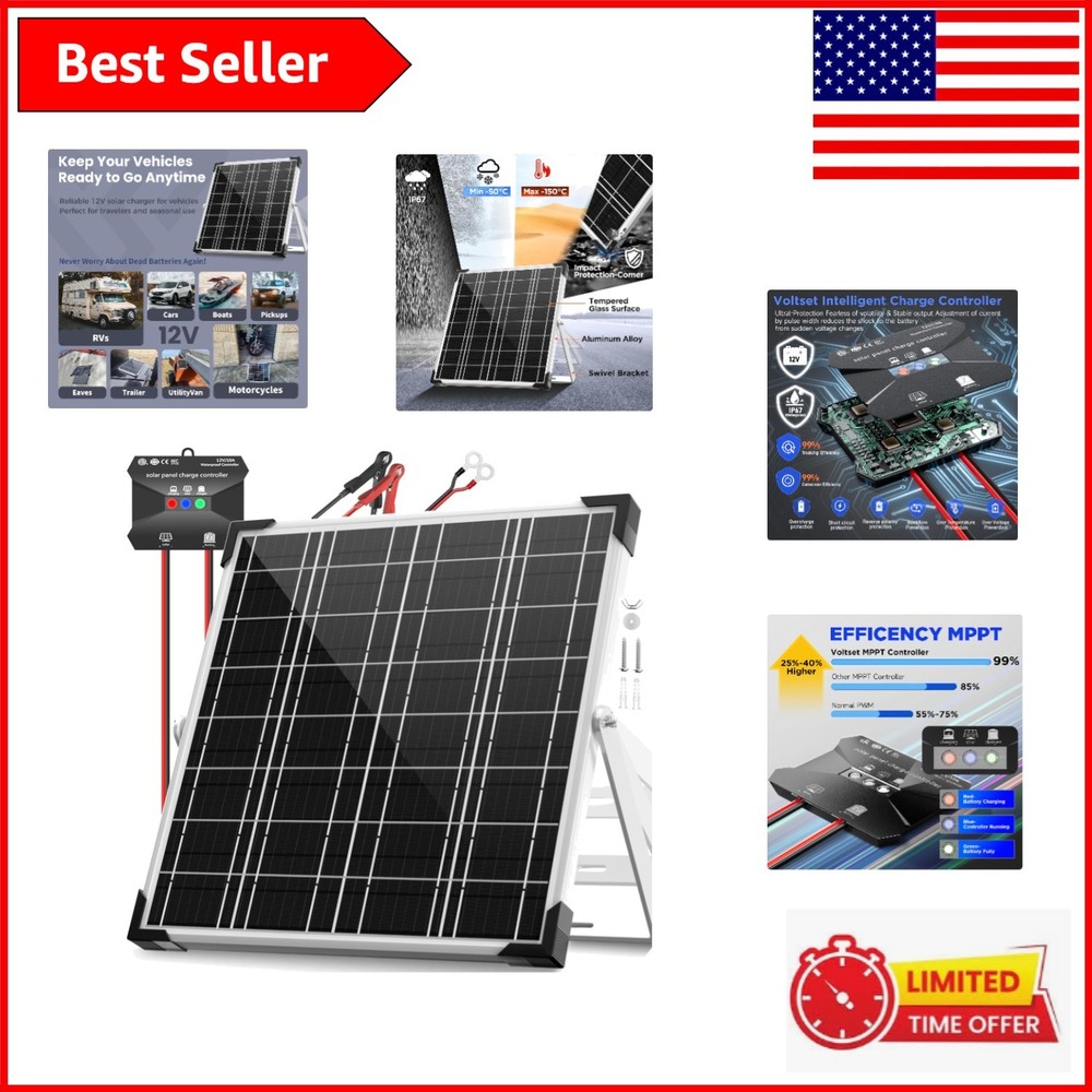Durable 12V Solar Charger Kit with Waterproof – Safe for All Conditions