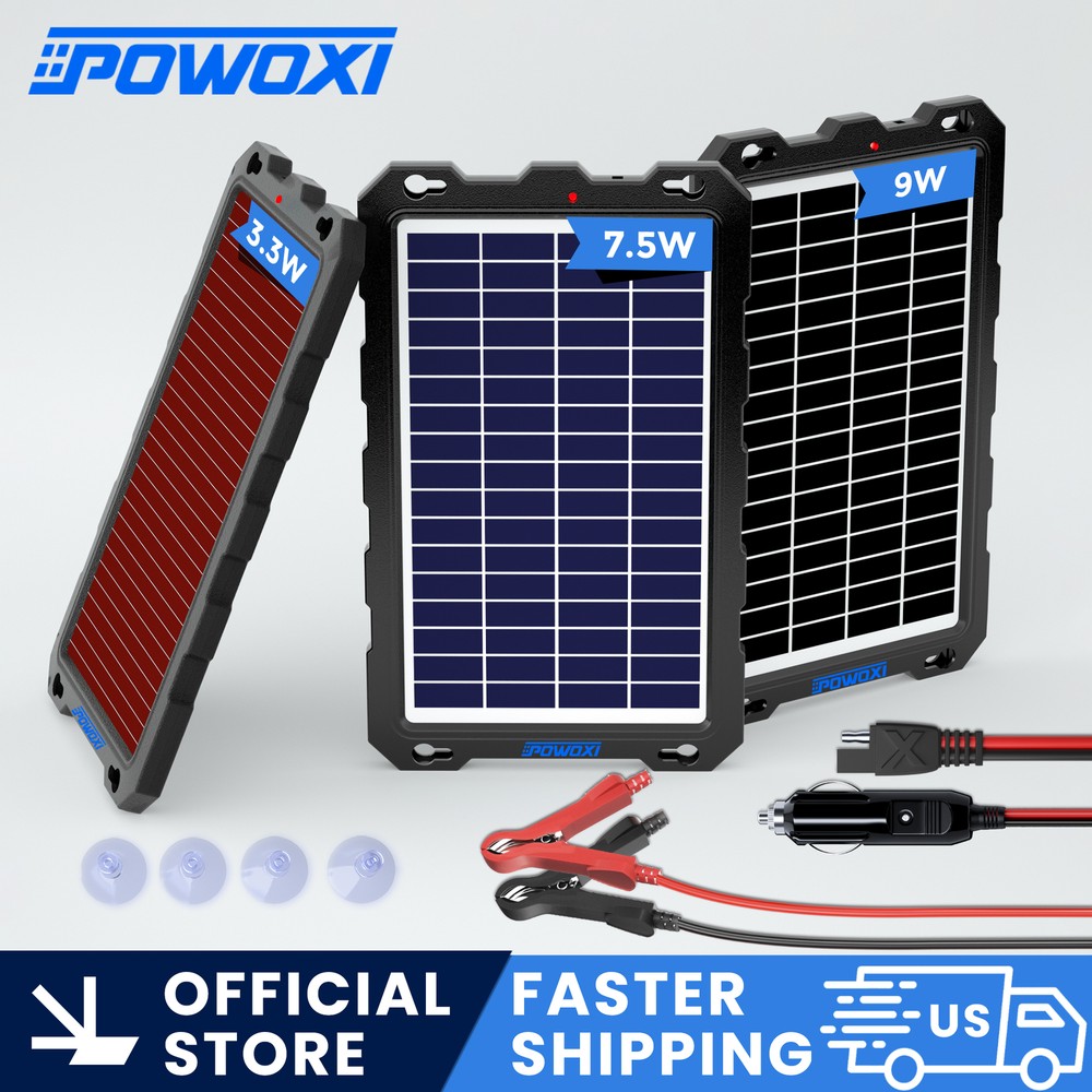 POWOXI Upgraded 7.5w-solar-battery-trickle-charger-12v Waterproof Solar Kit