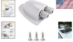 White Solar Double Cable Entry Gland Box, Ideal for RVs & Marine Use