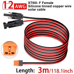 12 AWG 10ft XT60i Female to Solar Connector Solar Panel Extension Charging Cable