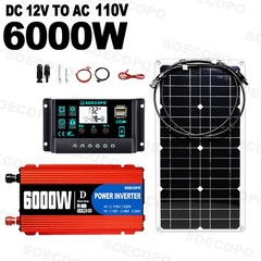 SOECOPO 6000W Solar System Kit,100A Controller, 12V DC to 110V/220V