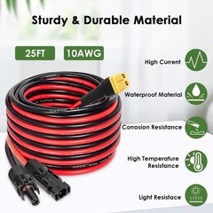 25FT Solar to XT60 Extension Cable 10AWG – Stable Current