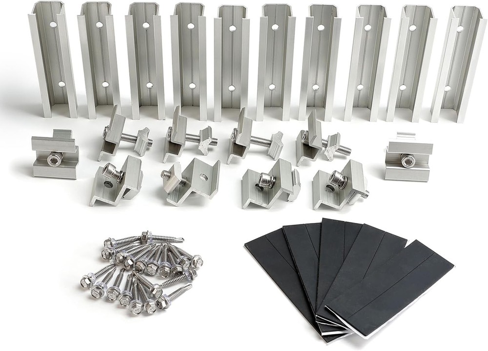 Solar Panel Mounting Brackets Mid and End Clamps and Rails Kit for Roofing So…