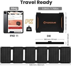 40W Foldable Solar Panel Charger with USB-C and USB-A Outputs for Phones, Pow…