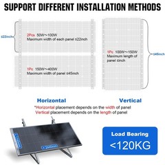 Adjustable Solar Panel Mount Brackets with Foldable Tilt Legs for RV, Roof, Boat
