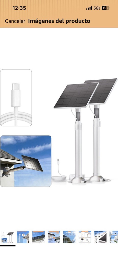 Paquete de 2 paneles solares para cámara de anillo, cargador solar de 5 W