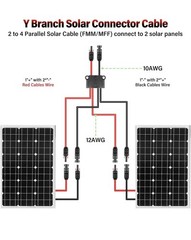 Solar Connectors Cable for 2 Solar Panels,IP68 Waterproof Y Branch