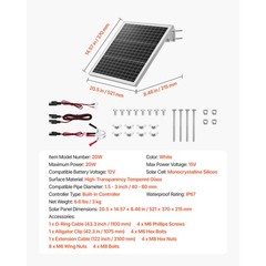 Uimoso Solar Panel Charger 20W 12V with Integrated Controller for Farm Equipment