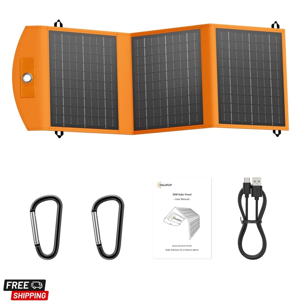 Solar Panels 30W Portable Foldable Solar Charger with 5V USB-A and USB-C Fast…