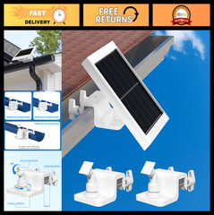 2 Pack Adjustable Gutter Mount for Solar Panels – Compatible with Ring, Arlo, Eu