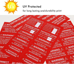 62-Pack Solar PV System Label Kit – Code 2020/2023 Compliant Photovoltaic Sticke